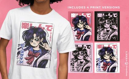 Free Anime Tee Design - Multicolor Student Girl stock image to download Anime Tee Design - Multicolor Student Girl FREE Stock Psd, anime, t-shirt, student picture