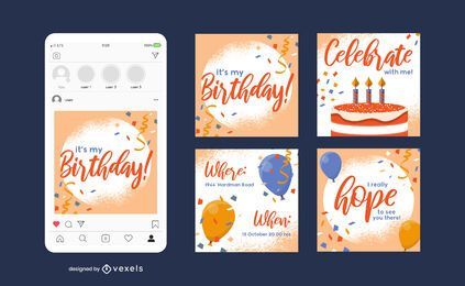 Free Birthday social post set" social-media birthday-invitation bday happy-birthday celebration template stock image to download Birthday social post set" social-media birthday-invitation bday happy-birthday celebration template FREE Stock Psd, social-media, birthday-invitation, birthday picture