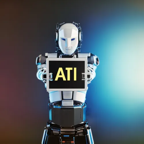 Futuristic Robot Displaying Sign FREE Stock Photo, robot,  technology,  AI picture