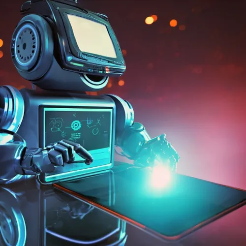 Futuristic Robot Interaction FREE Stock Photo, robot,  technology,  futuristic picture