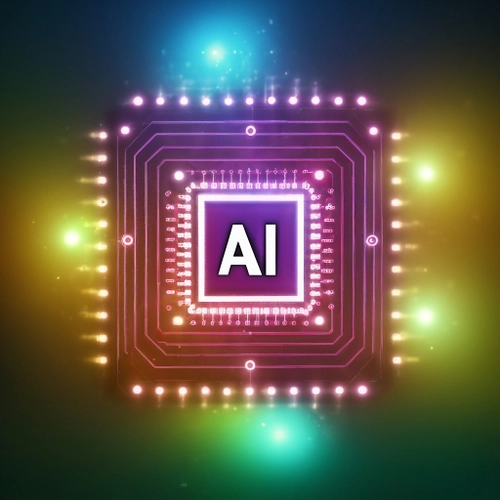 Free Illuminated AI Chip stock image to download Illuminated AI Chip FREE Stock Photo, circuits, vibrant, AI picture