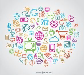 Line Media Icons FREE Stock Icon, social-icons, media-icons, social-media picture