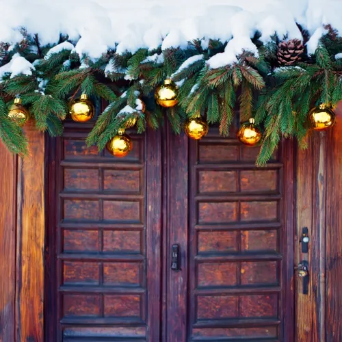 Ornate Christmas Entrance FREE Stock Photo, wood, entrance, christmas picture