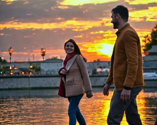 Free Romantic Sunset Stroll stock image to download Romantic Sunset Stroll FREE Stock Photo, sunset, couple, stroll picture
