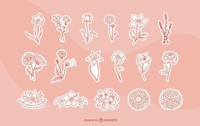 Free Spring Petal Sticker Set stock image to download Spring Petal Sticker Set FREE Stock Vector, flower, stroke, sticker picture