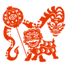 Dragon Lion Lunar New Year Cutout PNG Illustration